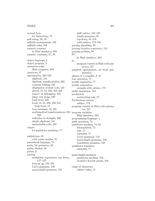 Compiler Design: Theory, Tools, and Examples - Page 307